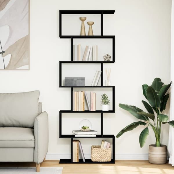 vidaXL Romdeler bokhylle 6 etasjer svart 70x24x193 cm konstruert tre