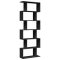 Miniatyrbilde 8 av 11: vidaXL Romdeler bokhylle 6 etasjer svart 70x24x193 cm konstruert tre