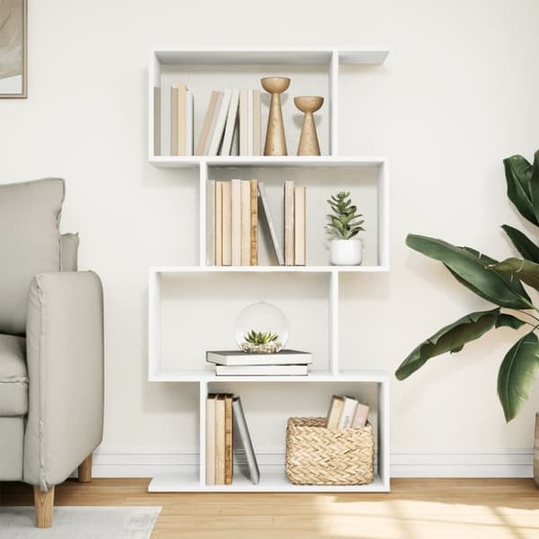 vidaXL Romdeler bokhylle 4 etasjer hvit 70x24x129 cm konstruert tre