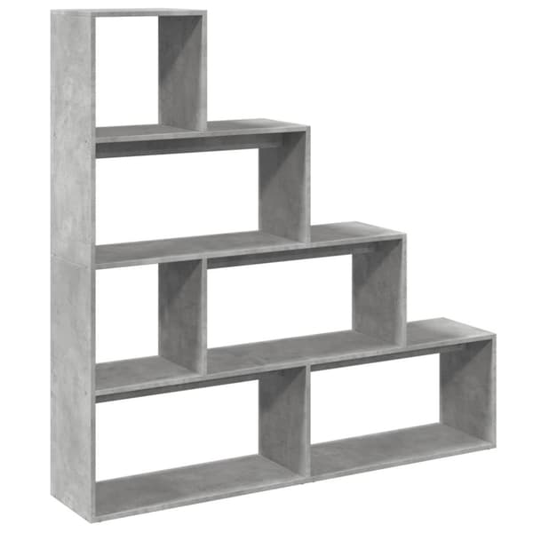 vidaXL Bokhylle 4 etasjer betonggrå 143,5x29x143,5 cm konstruert tre