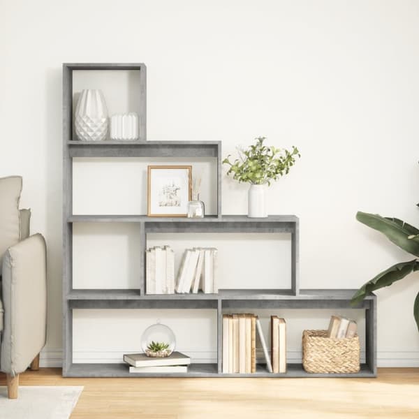 vidaXL Bokhylle 4 etasjer betonggrå 143,5x29x143,5 cm konstruert tre