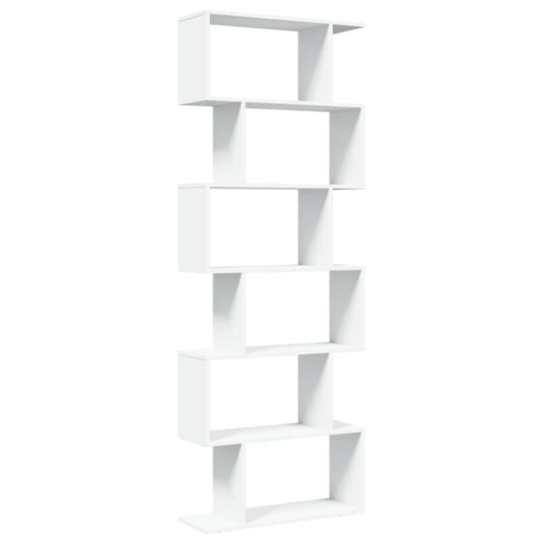 vidaXL Romdeler bokhylle 6 etasjer hvit 70x24x193 cm konstruert tre