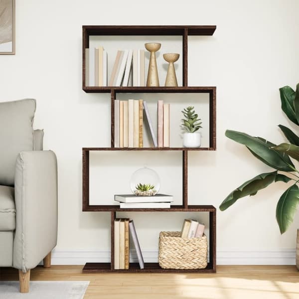 vidaXL Romdeler bokhylle 4 lag brun eik 70x24x129 cm konstruert tre