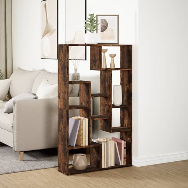 vidaXL Bokhylle røkt eik 72x20x120 cm konstruert tre