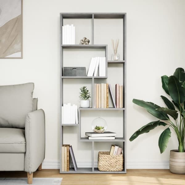 vidaXL Romdeler bokhylle betonggrå 67x25x161,5 cm konstruert tre