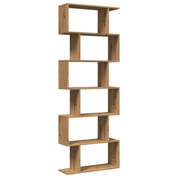 vidaXL Romdeler bokhylle 6 lag artisan eik 70x24x193 cm konstruert tre