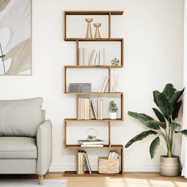 vidaXL Romdeler bokhylle 6 lag artisan eik 70x24x193 cm konstruert tre