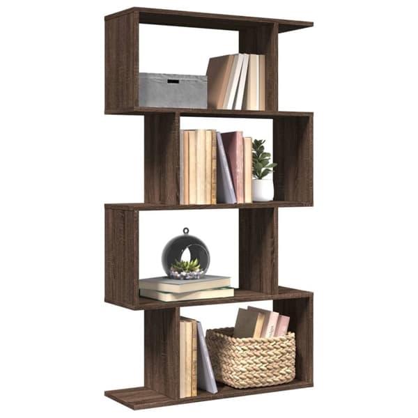 vidaXL bogreol/rumdeler 70x24x129cm 4 niveauer konstrueret træ brun eg