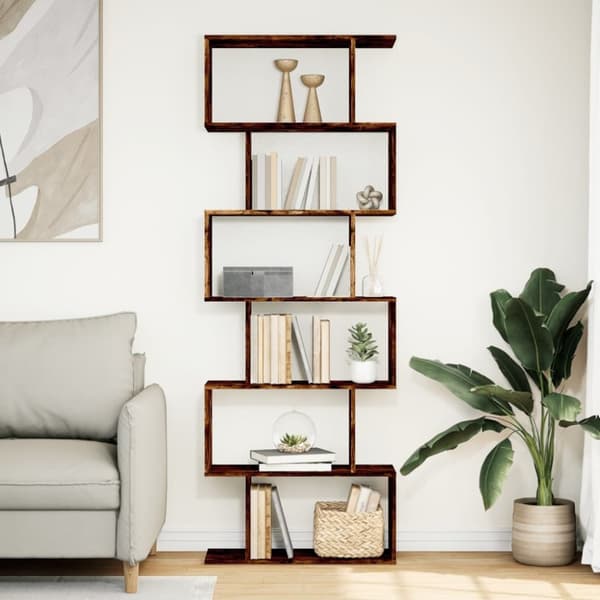 vidaXL bogreol/rumdeler 70x24x193 cm 6 niveauer konstrueret træ