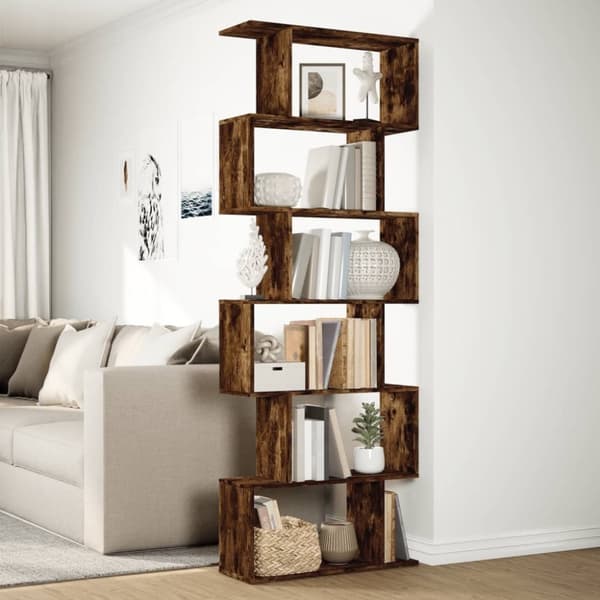 vidaXL bogreol/rumdeler 70x24x193 cm 6 niveauer konstrueret træ