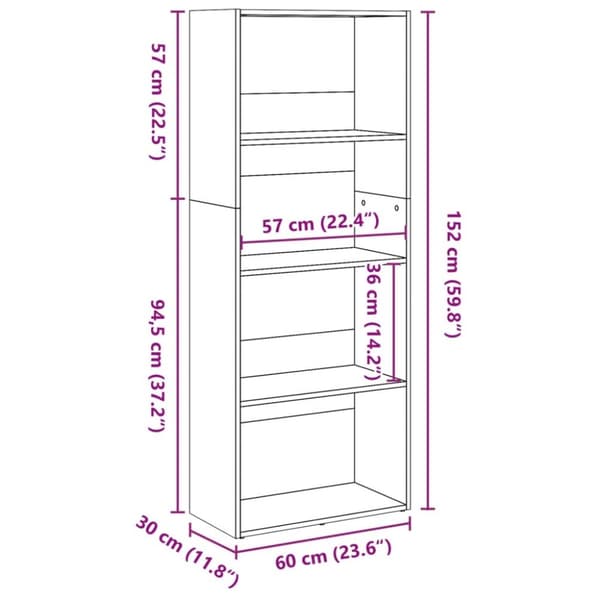 vidaXL bogreol 60x30x152 cm konstrueret træ hvid