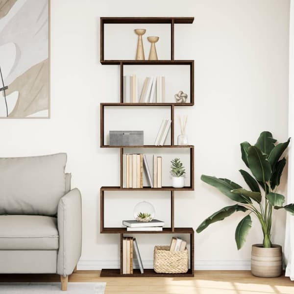 vidaXL Romdeler bokhylle 6 lag brun eik 70x24x193 cm konstruert tre