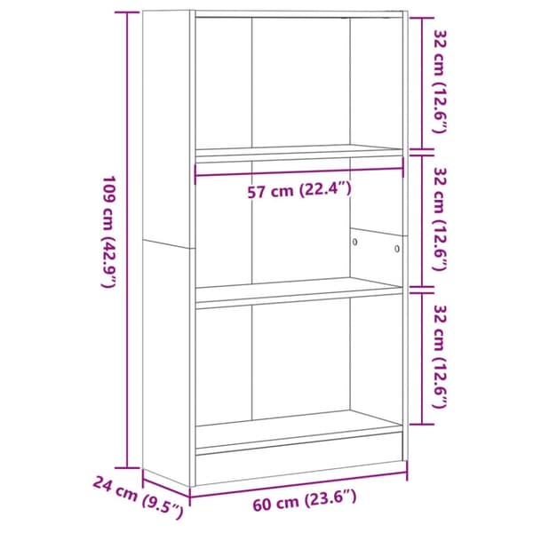 vidaXL Kirjahylly ruskea tammi 60x24x109 cm tekninen puu