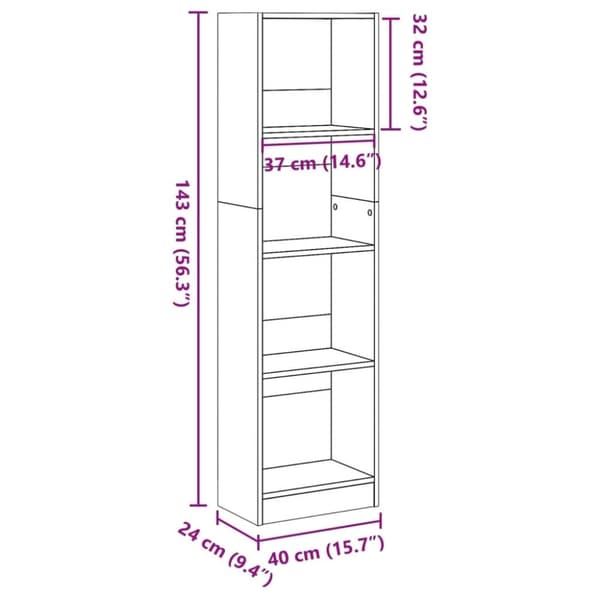 vidaXL Bokhylle svart 40x24x143 cm konstruert tre