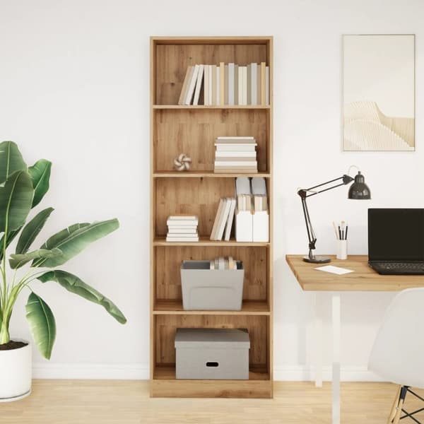 vidaXL Bokhylle artisan eik 60x24x176 cm konstruert tre