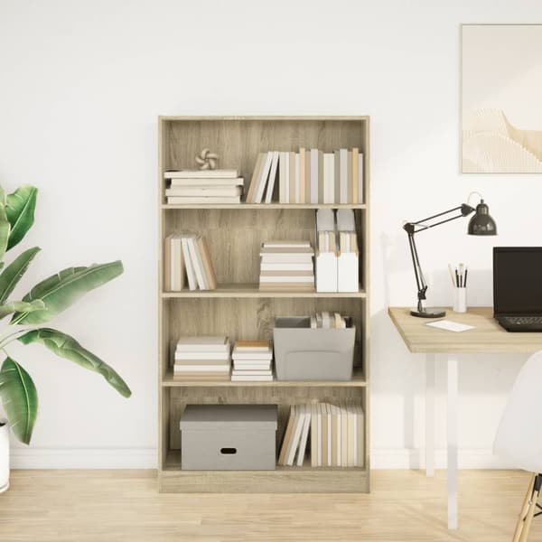 vidaXL Bokhylle sonoma eik 80x24x143 cm konstruert tre