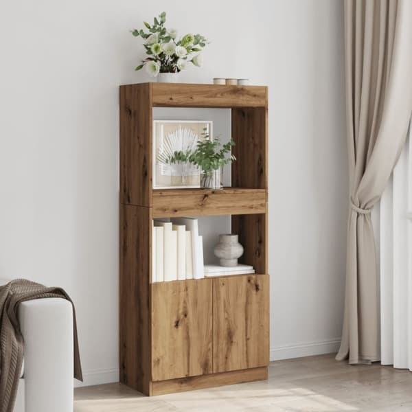 vidaXL Highboard artisan eik 63x33x140 cm konstruert tre