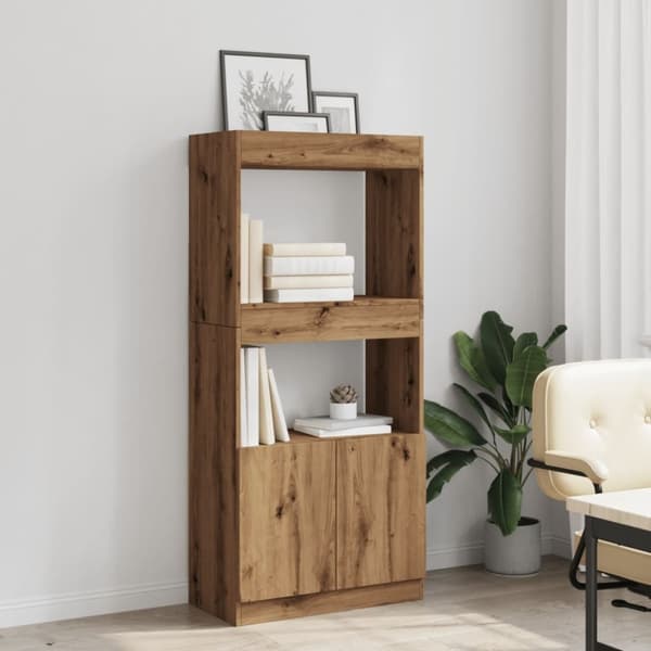 vidaXL Highboard artisan eik 63x33x140 cm konstruert tre