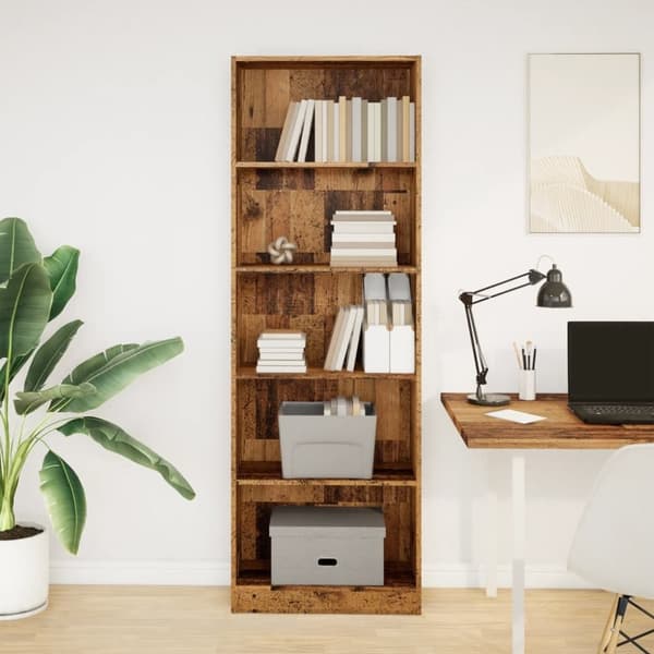 vidaXL Kirjahylly vanha puu 60x24x176 cm tekninen puu