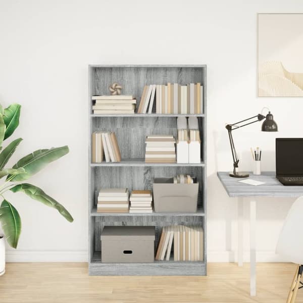vidaXL bogreol 80x24x143 cm konstrueret træ grå sonoma-eg