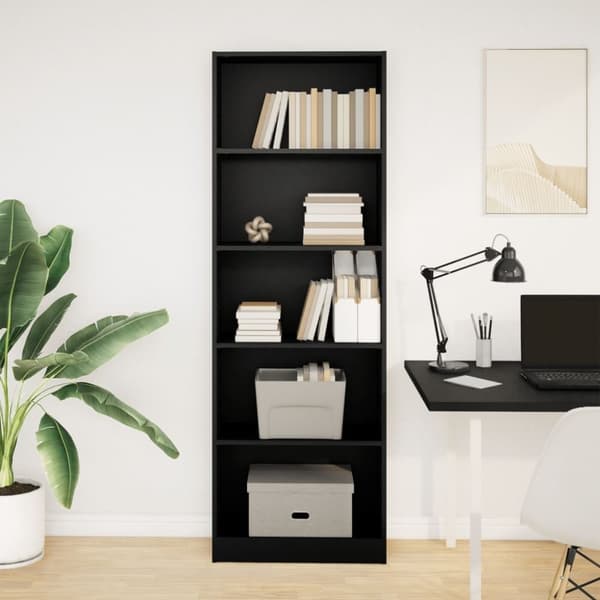 vidaXL bogreol 60x24x176 cm konstrueret træ sort
