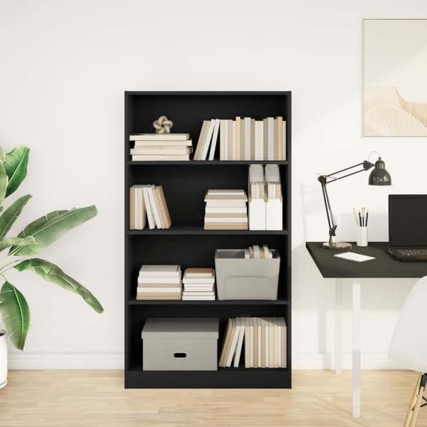 vidaXL bogreol 80x24x143 cm konstrueret træ sort