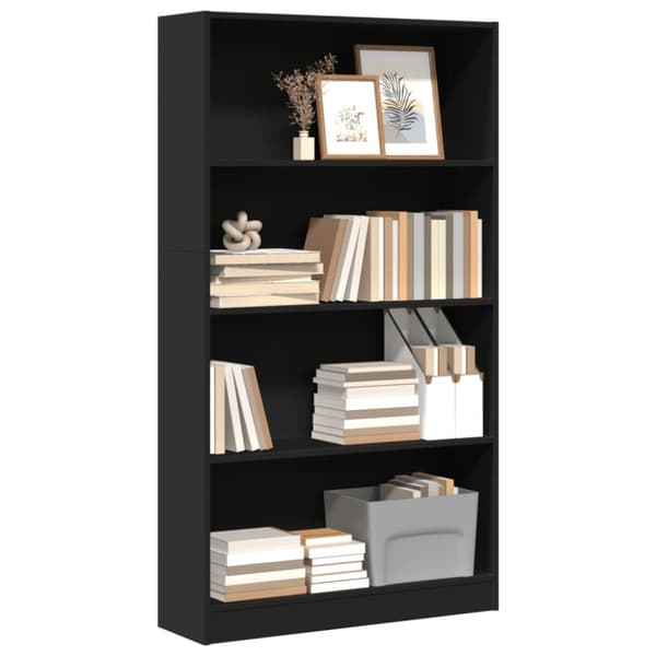 vidaXL bogreol 80x24x143 cm konstrueret træ sort