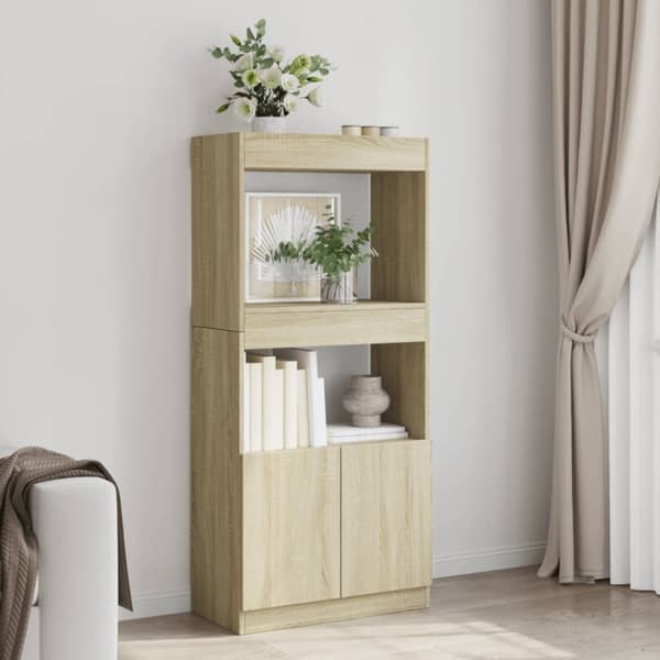 vidaXL højskab 63x33x140 cm konstrueret træ sonoma-eg