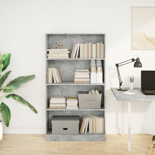 vidaXL bogreol 80x24x143 cm konstrueret træ betongrå