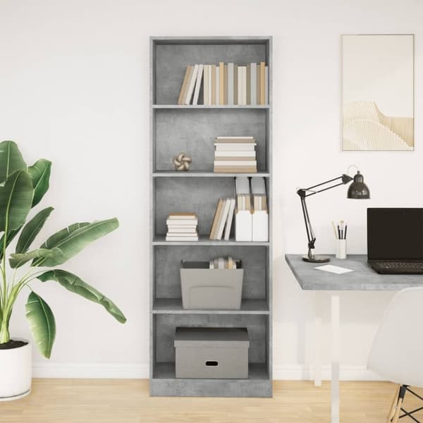 vidaXL bogreol 60x24x176 cm konstrueret træ betongrå