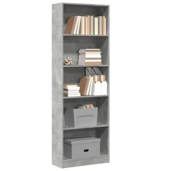 vidaXL bogreol 60x24x176 cm konstrueret træ betongrå