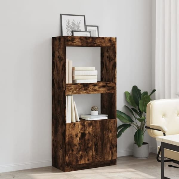 vidaXL Highboard røkt eik 63x33x140 cm konstruert tre