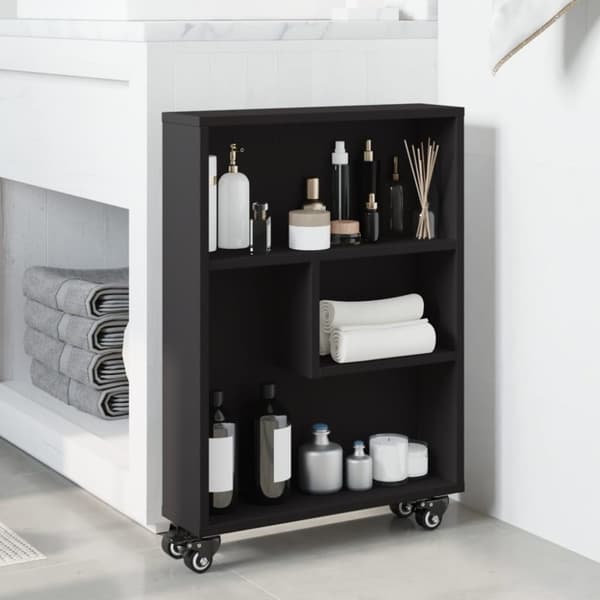 vidaXL Smal oppbevaringsvogn svart 48x13x68 cm konstruert tre