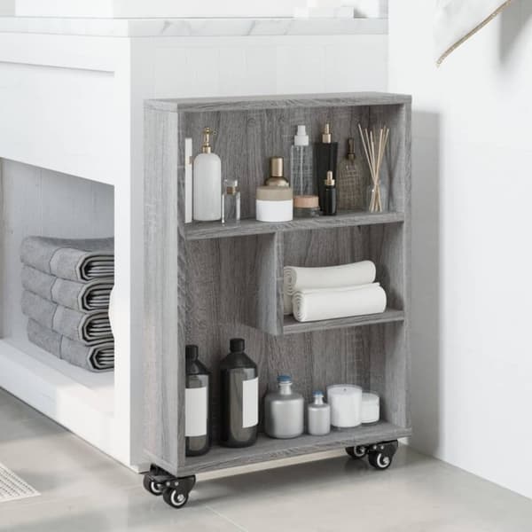 vidaXL Smal oppbevaringsvogn grå sonoma 48x13x68 cm konstruert tre