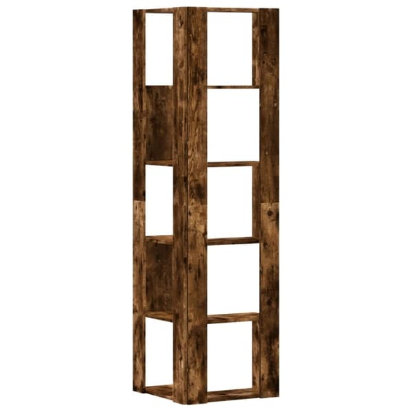 vidaXL Bokhylle hjørne 5 etasjer røkt eik 50x50x179 cm konstruert tre