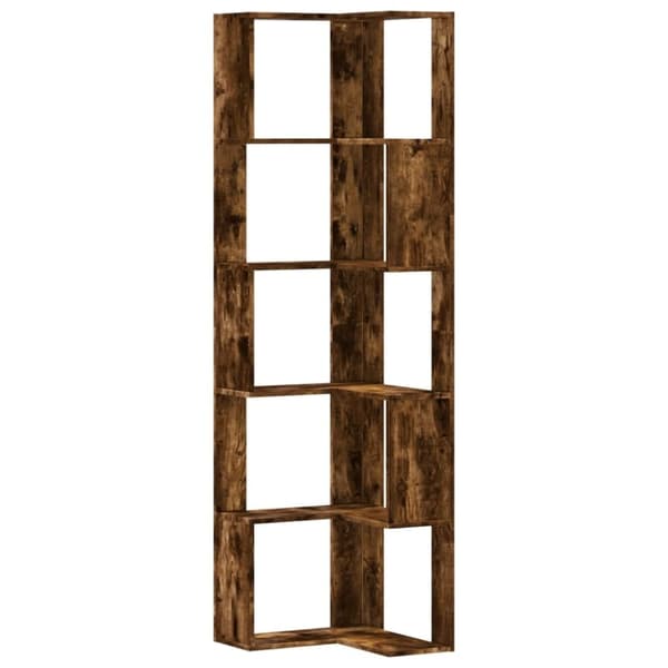 vidaXL Bokhylle hjørne 5 etasjer røkt eik 50x50x179 cm konstruert tre