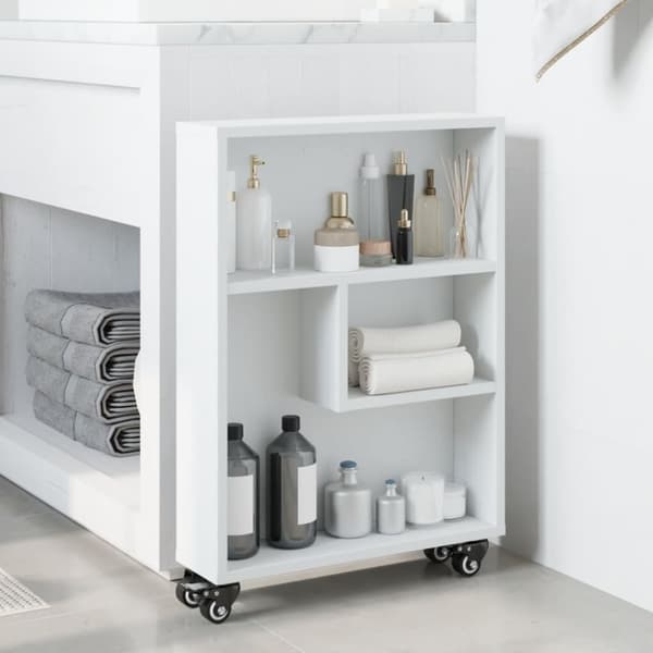 vidaXL Smal oppbevaringsvogn hvit 48x13x68 cm konstruert tre
