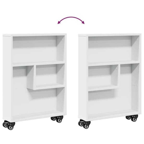 vidaXL Smal oppbevaringsvogn hvit 48x13x68 cm konstruert tre