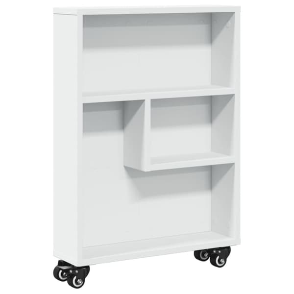 vidaXL Smal förvaringsvagn vit 48x13x68 cm konstruerat trä