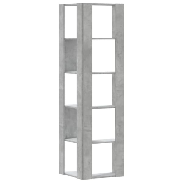vidaXL Bokhylle hjørne 5 etasjer betonggrå 50x50x179cm konstruert tre