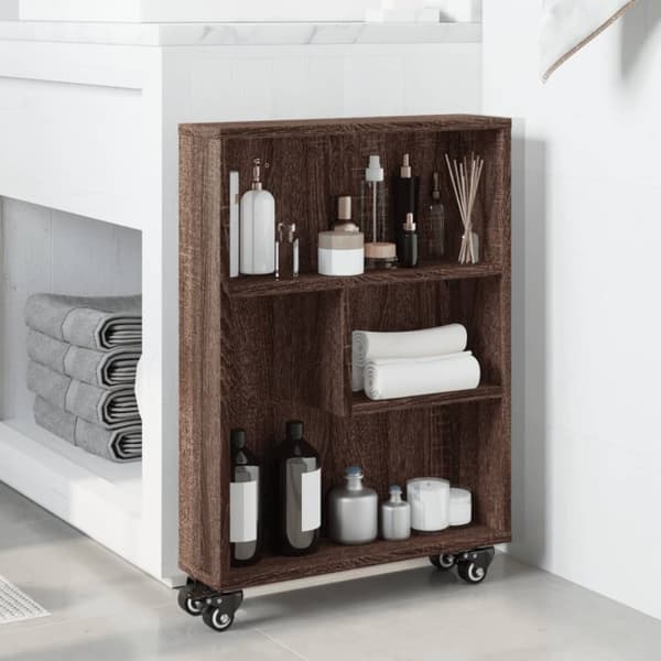 vidaXL Smal oppbevaringsvogn brun eik 48x13x68 cm konstruert tre