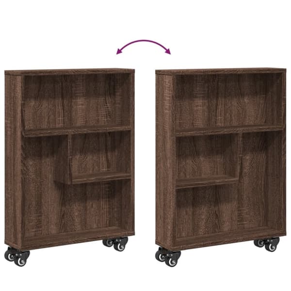 vidaXL Smal oppbevaringsvogn brun eik 48x13x68 cm konstruert tre