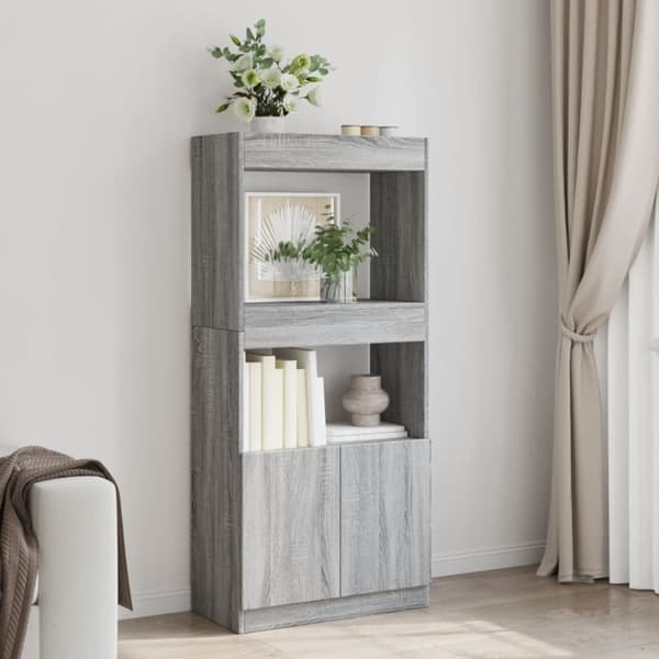 vidaXL Highboard grå sonoma 63x33x140 cm konstruert tre