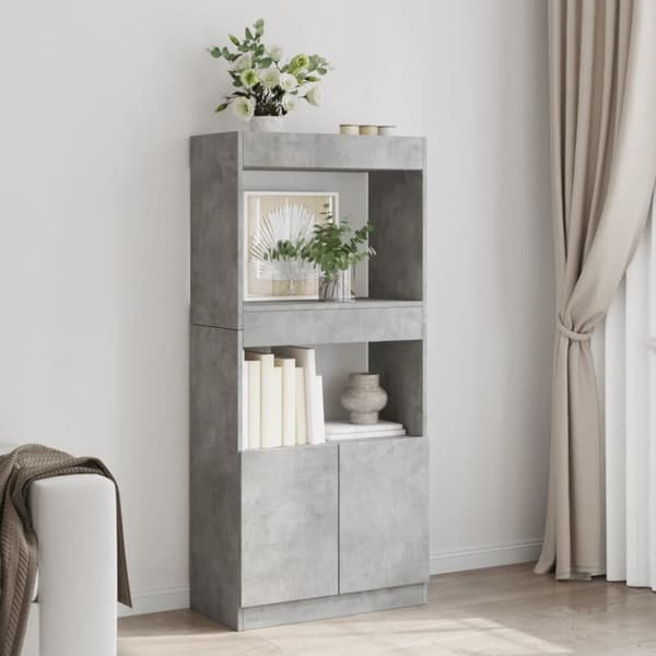 vidaXL højskab 63x33x140 cm konstrueret træ betongrå