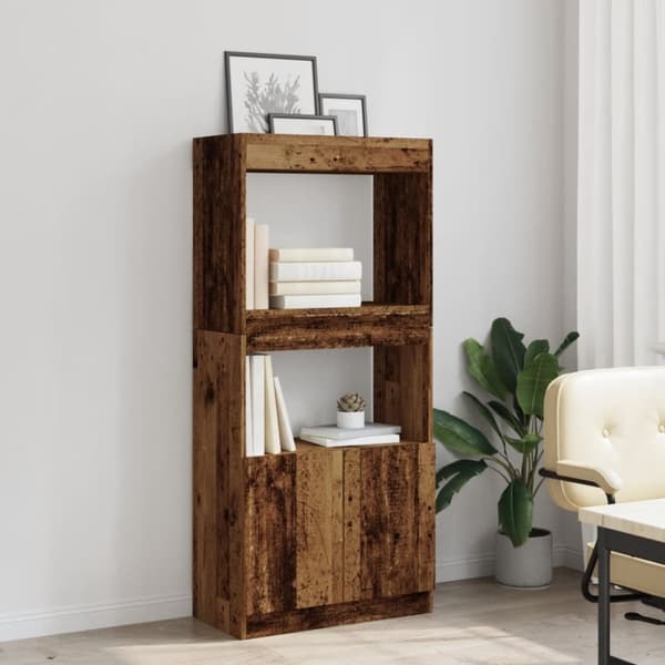 vidaXL højskab 63x33x140 cm konstrueret træ antikt træ