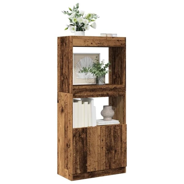 vidaXL højskab 63x33x140 cm konstrueret træ antikt træ