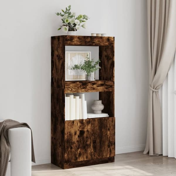 vidaXL højskab 63x33x140 cm konstrueret træ røget egetræsfarve