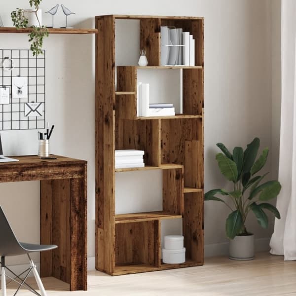 vidaXL bogreol 67x24x161 cm konstrueret træ antikt træ
