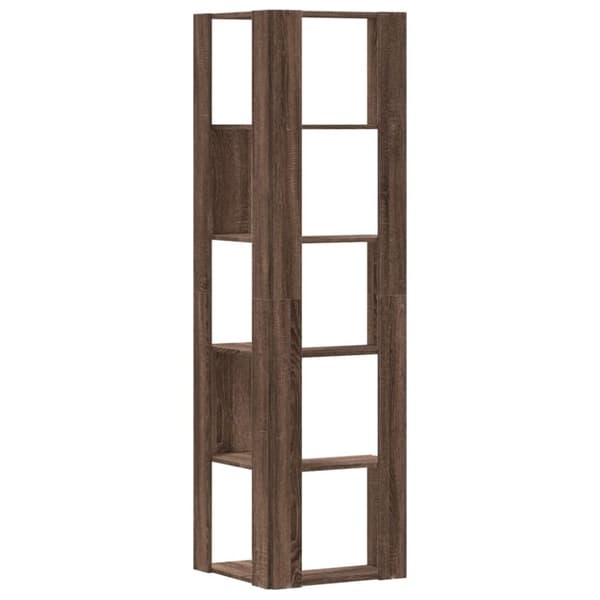 vidaXL bogreol til hjørne 50x50x179cm 5hylder konstrueret træ brunt eg