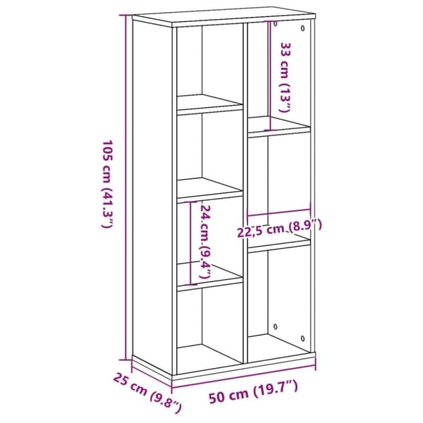 vidaXL bogreol 50x25x105 cm konstrueret træ brun egetræsfarve